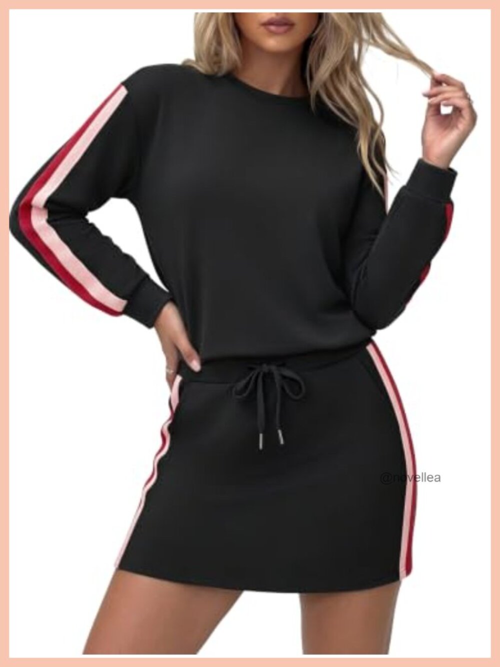 2 Piece Skirt Set Long Sleeve Sweatshirt & Tennis Skort Athletic Women